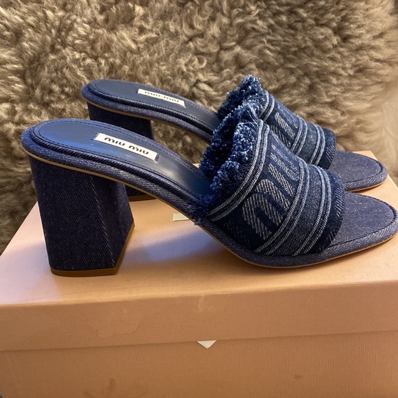 Logo Denim Open-Toe Mules - Picture 8 of 8